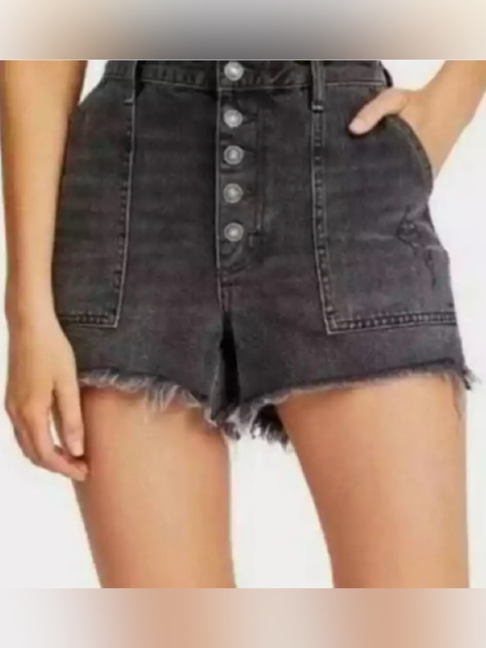 NWT We The Free People Jesse Carpenter High Rise Denim Shorts - Washed Black 25